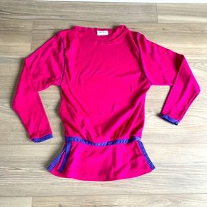 Vintage Gilda Marx Pink & Blue Flexatard Top Shirt Small Made In USA Long Sleeve